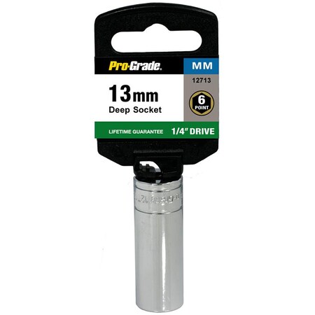 Pro-Grade Tools 1/4" Dr. 6 Pt. Deep 13Mm Socket 12713
